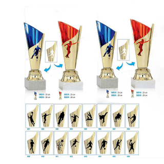 2024 New Design Different Size Custom Made Marble Base Sports Golf Soccer Basketball Marathon Custom Cut Metal Trophy Cup 