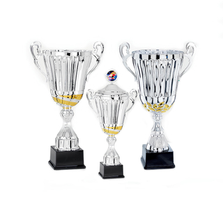 2024 New Design Different Size Custom Made Marble Base Sports Golf Soccer Basketball Marathon Custom Insert Logo Silver Metal Trophy Cup 