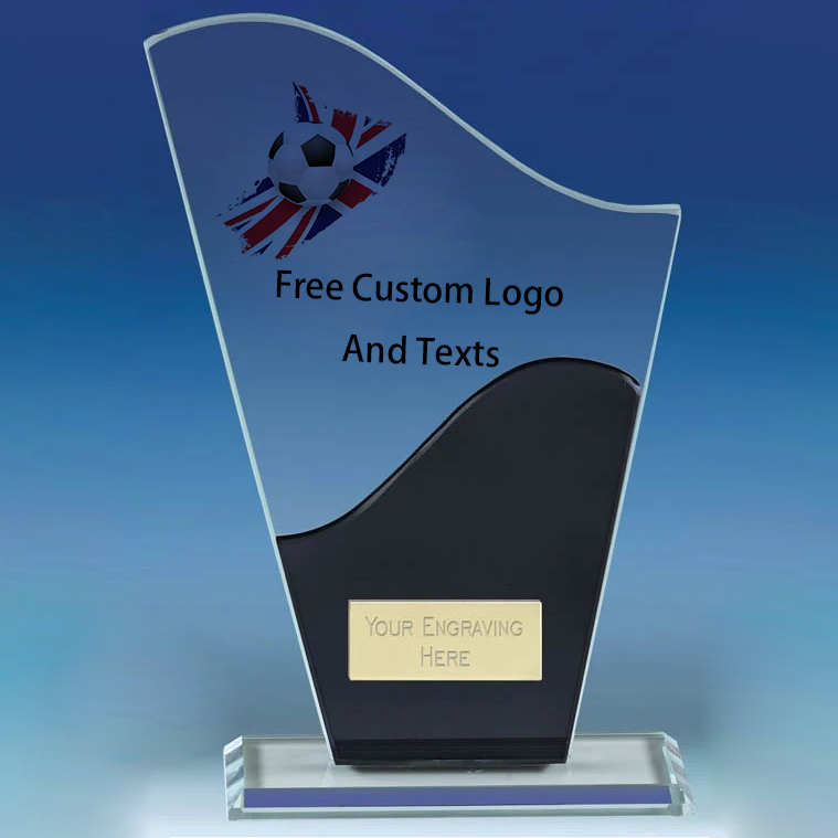 Noble Manufacturer Wholesale Glass Plaque With Custom Printing Logo UK Gift Personalized Sports Soccer Trophy Award 