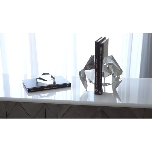 Noble Manufacturer Transparent Crystal Achievement Custom Bespoke Logo Business School Office Desk Gift Hand Craft Bookend