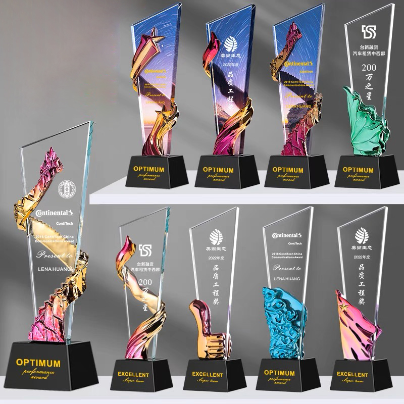 Noble New Product Blade Resin Crystal Trophy Medal Creative Color Printing High-grade Atmospheric Honorary License Trophy Award