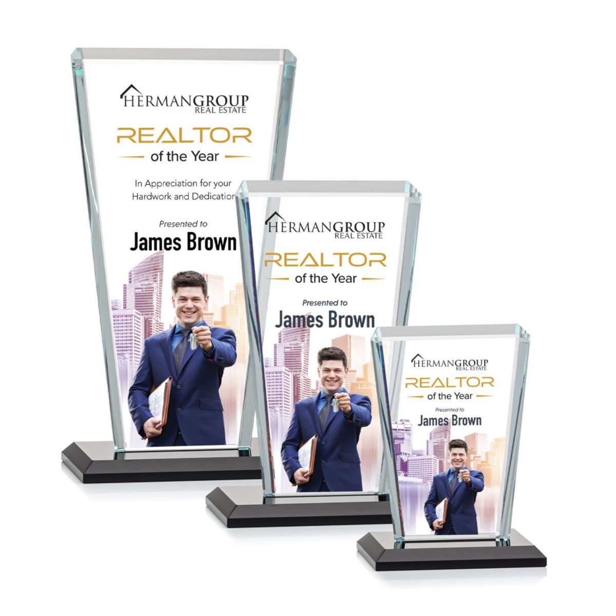 Noble Wholesale Cheap Different Color Options Outdoor Sports Business Gift Custom Personalized Logo Glass Trophy Award Plaque