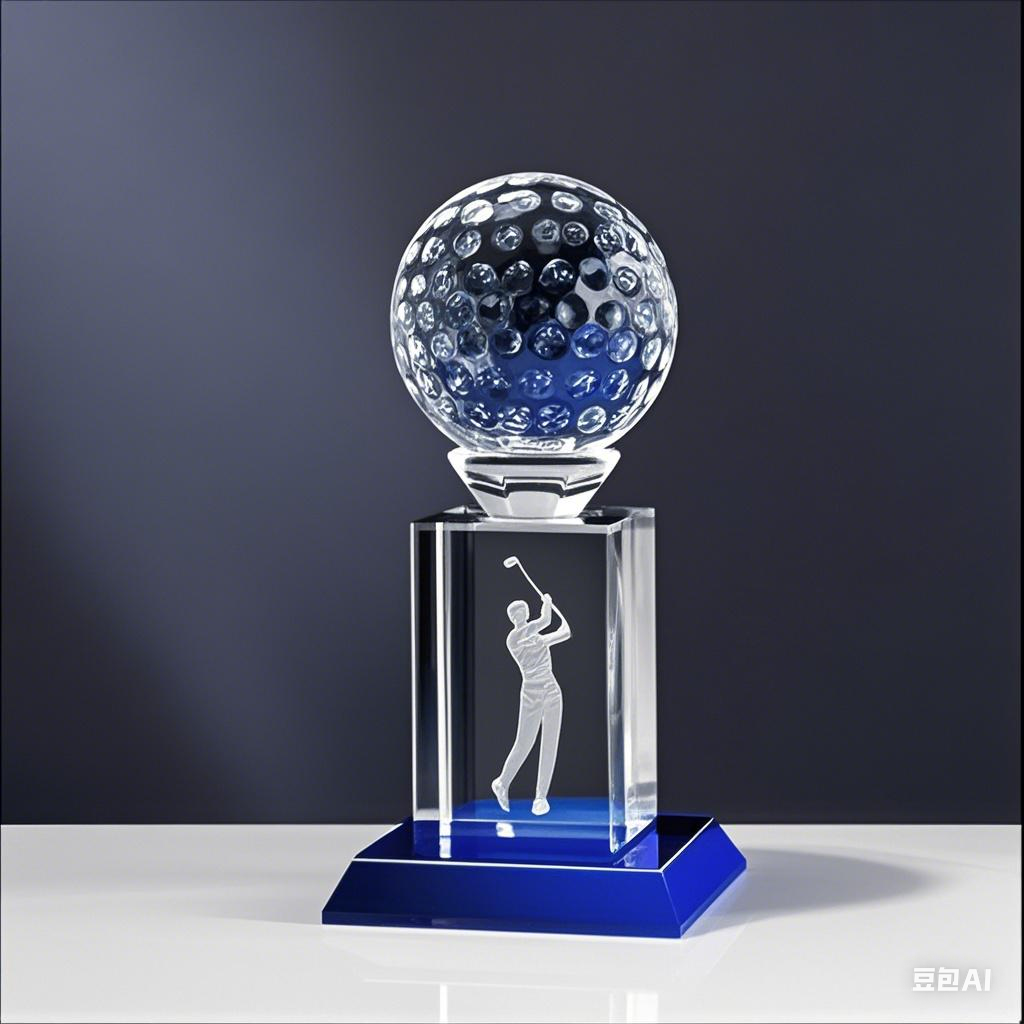 Noble High Quality Crystal Cube Golf Ball Golfer Sports Awards Custom Bespoke Logo Golf A Hole in One Trophy Awards