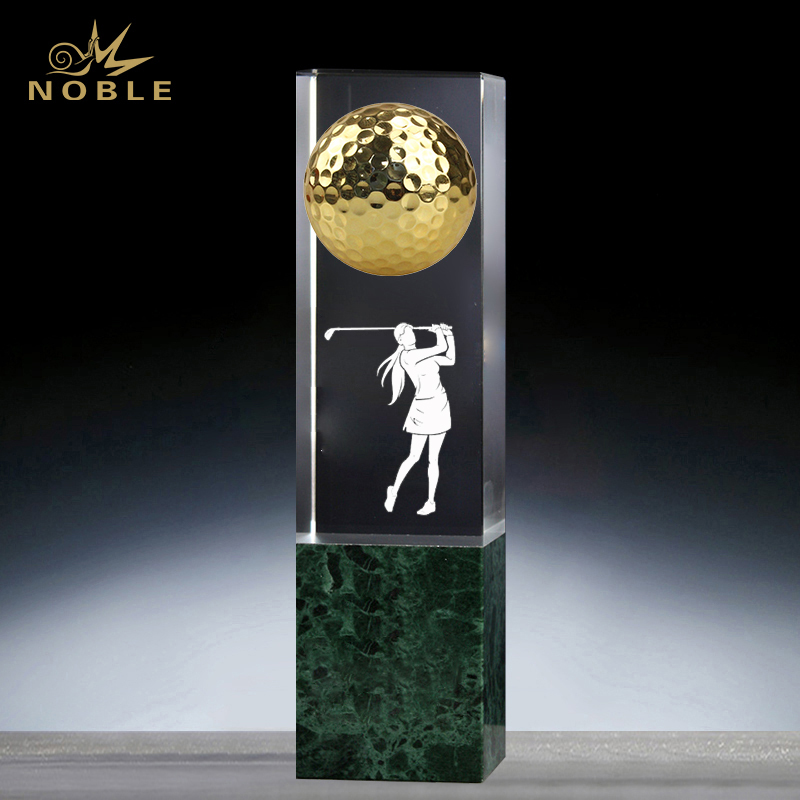 Noble Marble Metal Golf Ball Crystal Outdoor Sports Customized Personalized Golf Trophy 