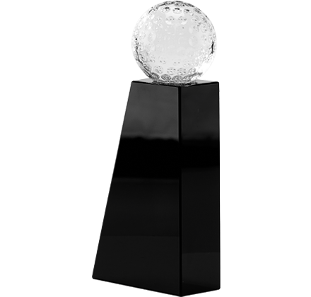 Noble Crystal Golf Ball Black Base Custom Logo Golf Trophy Award