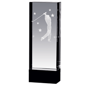 Noble Crystal Cube 3D laser Golf Figure Custom Logo Golf Trophy Awardss