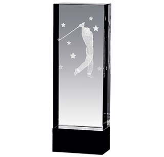 Noble Crystal Cube 3D laser Golf Figure Custom Logo Golf Trophy Awardss