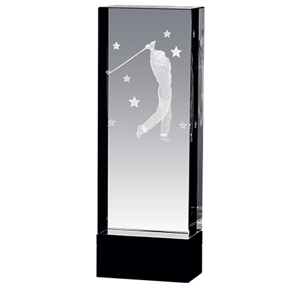 Noble Crystal Cube 3D laser Golf Figure Custom Logo Golf Trophy Awardss