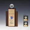 Noble High Quality Gold Metal Golf Ball Flag With Wood Base Business Gift Sports Awards Custom Bespoke Logo Golf A Hole in One Trophy
