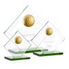 Noble High Quality Gold Golf Ball with Glass Plaque Business Gift Sports Awards Custom Bespoke Logo Golf A Hole in One Trophy Hand Craft