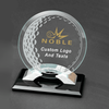Noble High Quality Round Crystal Glass Business Gift Sports Awards Custom Bespoke Logo Golf A Hole in One Metal Base Trophy Hand Craft