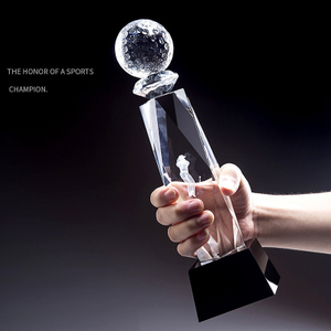Noble High Quality 3D Laser Crystal Business Gift Sports Awards Custom Bespoke Logo Golf A Hole in One Trophy Hand Craft