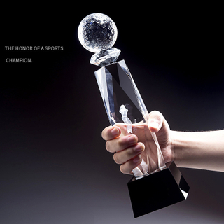 Noble High Quality 3D Laser Crystal Business Gift Sports Awards Custom Bespoke Logo Golf A Hole in One Trophy Hand Craft