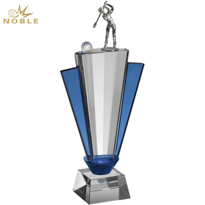 Noble Manufacturer Golf Figure Crystal Glass Outdoor Sports Gift Customized Personalized Bespoke Logo Golf Trophy Award Craft