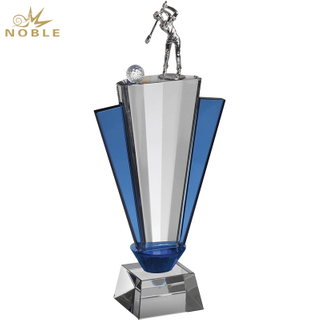 Noble Manufacturer Golf Figure Crystal Glass Outdoor Sports Gift Customized Personalized Bespoke Logo Golf Trophy Award Craft