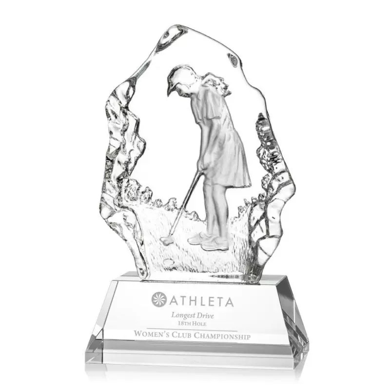 Noble High Quality Crystal Business Gift Sports Awards Custom Bespoke Logo Golf A Hole in One Trophy Hand Craft
