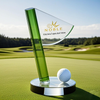 Noble Manufacturer Golf Flag Crystal Glass Outdoor Sports Gift Customized Personalized Bespoke Logo Golf Trophy Award Hand Craft
