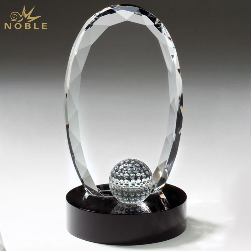 Noble Crystal Glass Golf Ball Custom Logo Golf Trophy Award