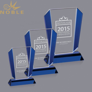 Noble High Quality Custom Blue Crystal Plaque Award
