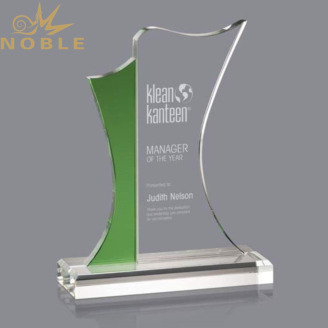 Noble New Design Custom Crystal Plaque Trophy with Green Edge 