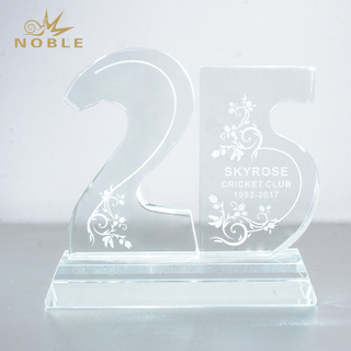 Custom Made Crystal Twenty Five Years Anniversary Trophy Award