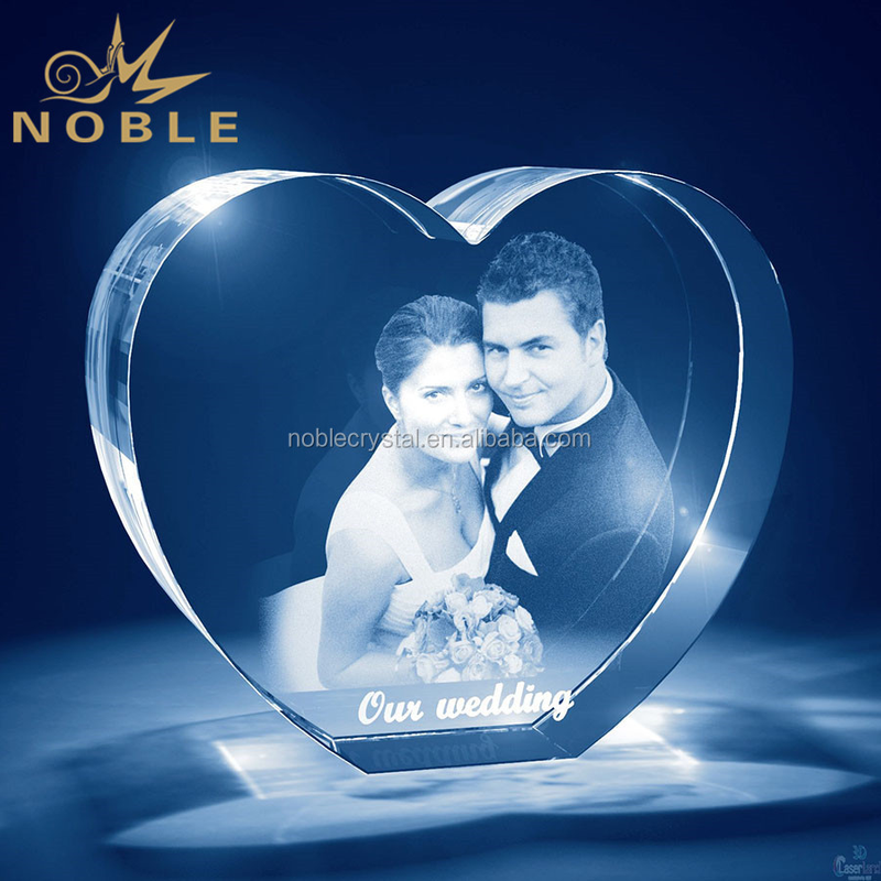 Custom 3D Laser Engraving Wedding Gifts Crystal Heart Award