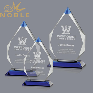 2020 New Design Blue Custom Crystal Diamond Plaque Trophy 