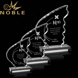 Excellent Unique New Design High Quality Winged Shape Custom Crystal Trophy Award
