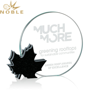 Canadian Identity Aluminum Maple Leaves Crystal Round Plaque 