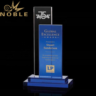 New Design Custom Blue Crystal Plaque Trophy with Free Engraving