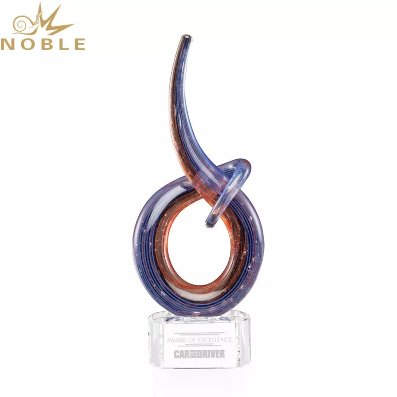 Custom New Design Hand Blown Art Glass Award with Free Engraving