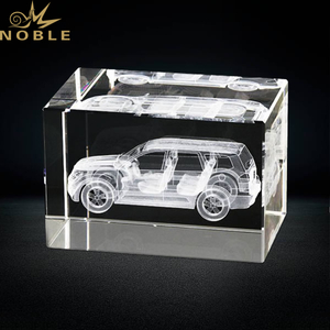 3D Laser Engraved Car Model Inside Crystal Rectangle Block Cube