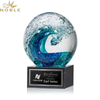 Free Engraving Custom Surf Ball Art Glass Award on Marble Base