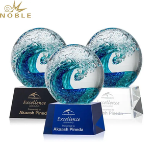 New Popular Custom Art Glass Ball Trophy with Custom Engraving