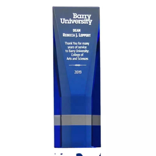 Premium Cobalt Wedge Crystal Award with Blue Crystal 