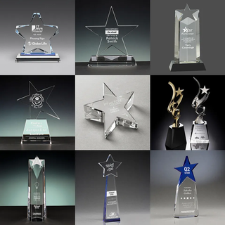 Noble Various Star Awards Custom Engraving Sports Championship Crystal Star Trophy for Outstanding Players