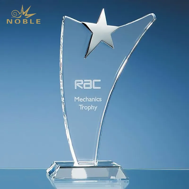 Optical Crystal Swoop Award with Silver Star