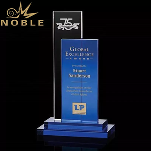  Custom Blue Crystal Plaque Trophy with Free Engraving
