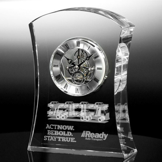 Noble Crystal Glass Clock Business Gift Customized Bespoke Logo Office Decoration Trophy Award Tabletop clock