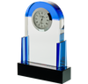 Noble Manufacturer Blue Crystal Glass Clock Business Gift Customized Bespoke Logo Office Decoration Trophy Award Hand Craft Tabletop clock
