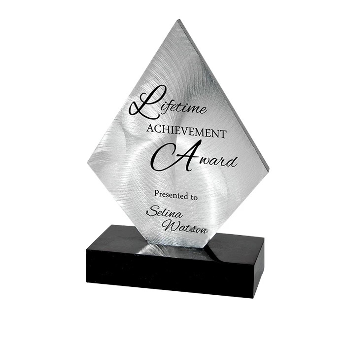 Crystal With High Quality Silver Metal Aluminum Star Custom Bespoke Etched Logo Business Gift Craft Trophy Awards