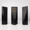 High Quality Black Metal Aluminum Tower Custom Bespoke Etched Logo Business Gift Craft Trophy Awards