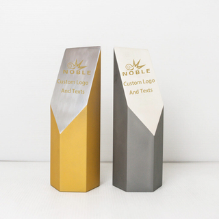 High Quality Gold Silver Metal Aluminum Tower Custom Bespoke Etched Logo Business Gift Craft Trophy Awards