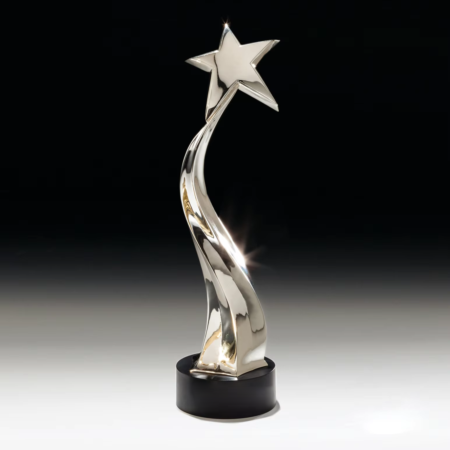 High Quality Customized Shape Gold Silver Metal Star Business Gift With Black Crystal Base Custom Logo Trophy Awards