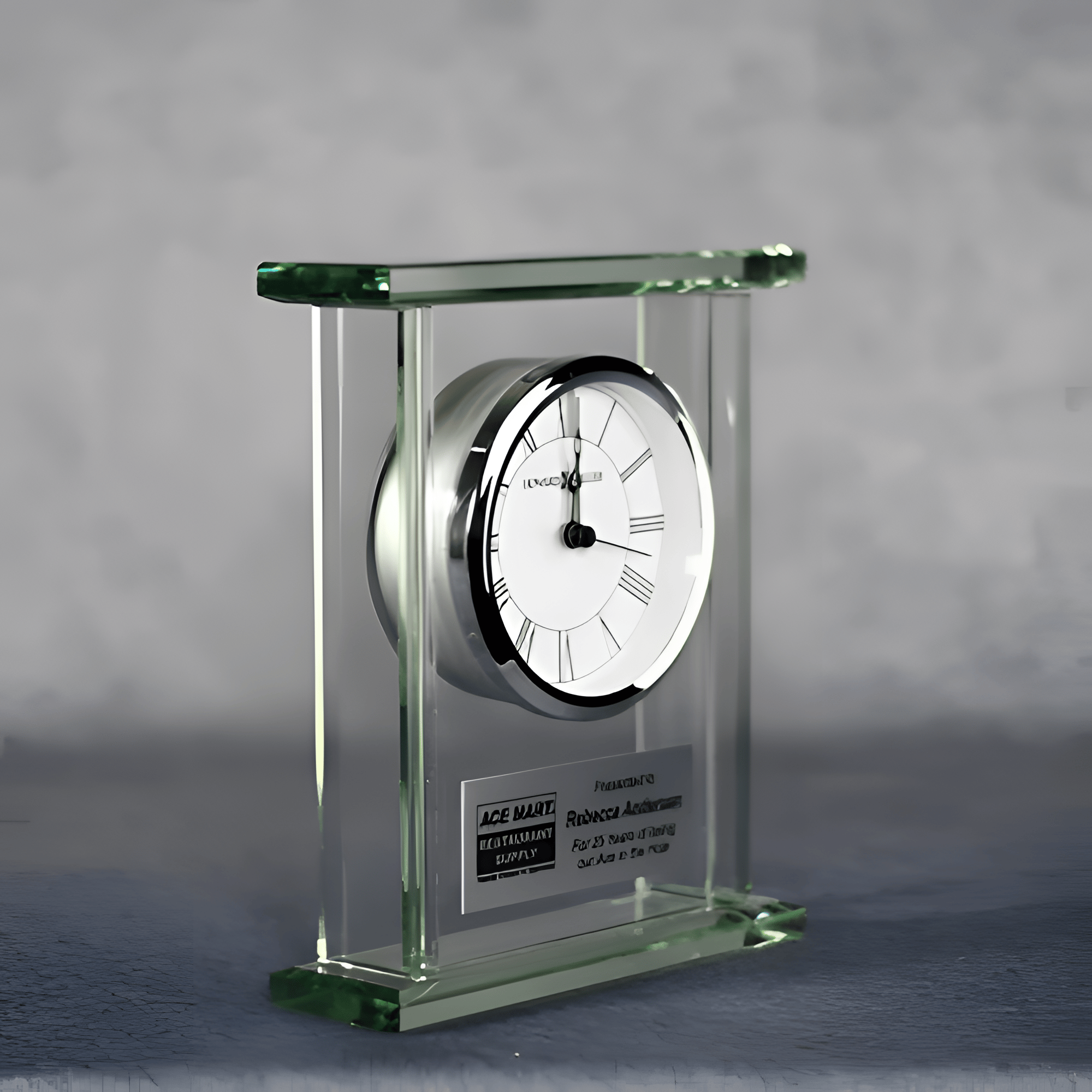Noble Manufacturer Jade Glass Clock With Metal Base Business Gift Customized Bespoke Logo Office Decoration Trophy Award Hand Craft Desk Gift