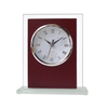 Noble Manufacturer Jade Glass Clock With Red wooden Business Gift Customized Bespoke Logo Office Decoration Trophy Award Hand Craft Desk Gift