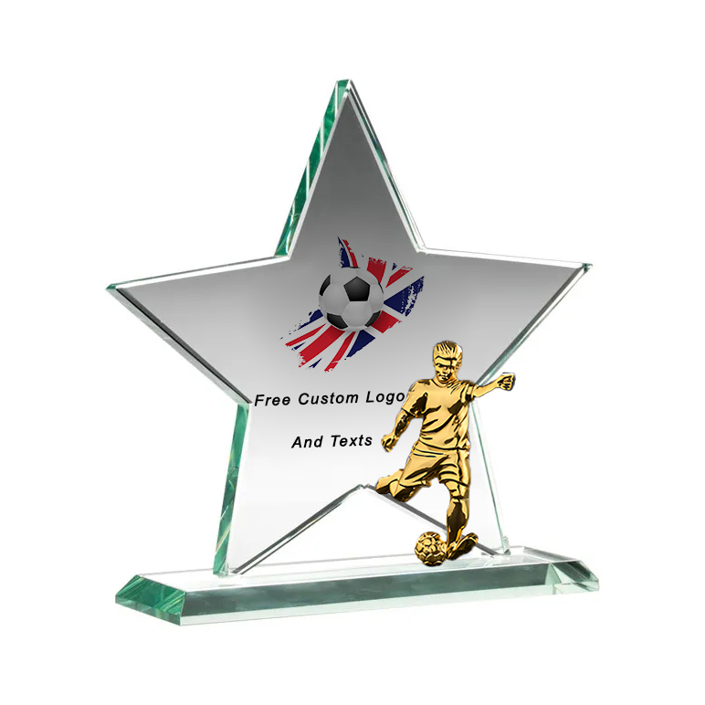 Noble Manufacturer Wholesale Cheap Glass Plaque With Custom Printing Logo UK Gift Personalized Hand Crafts Soccer Trophy Award