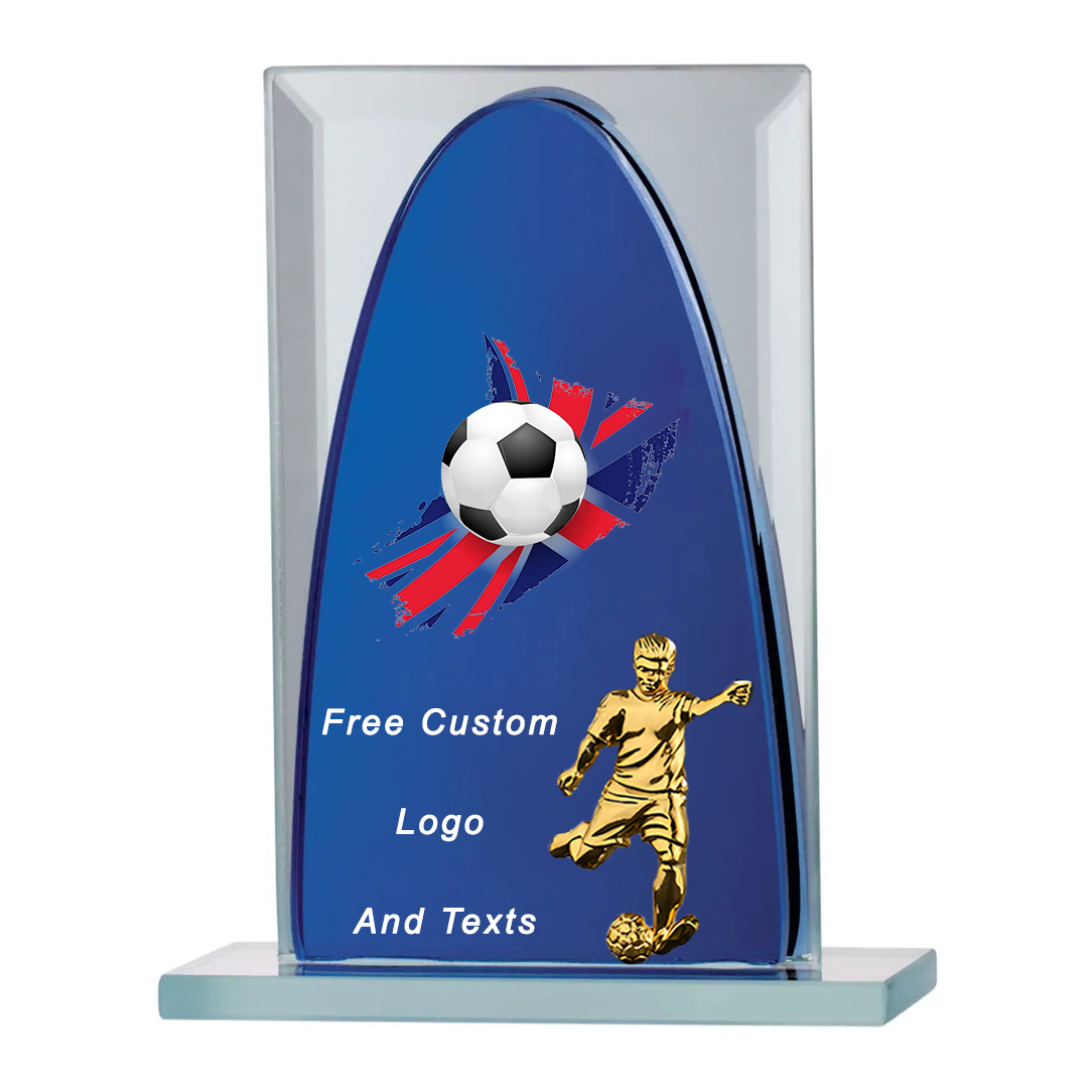 Noble Manufacturer Wholesale Cheap Glass Plaque With Custom Printing Logo UK Gift Personalized Hand Crafts Soccer Trophy Award