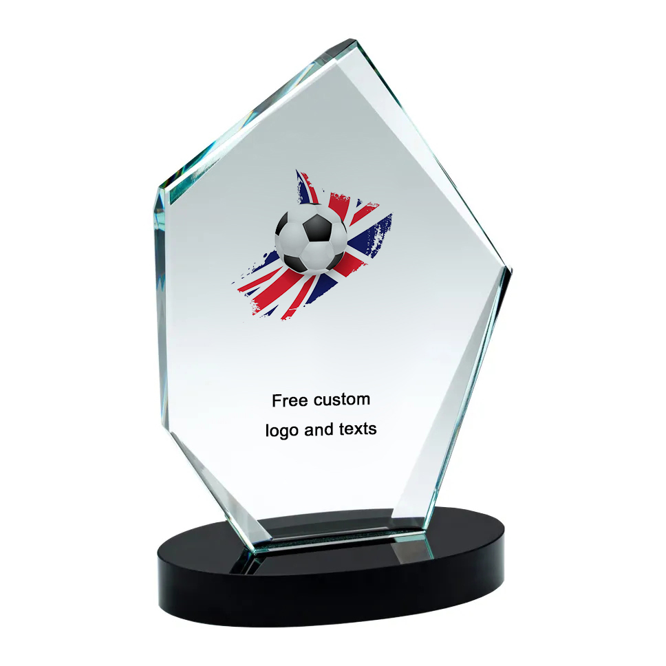 Noble Manufacturer Wholesale Crystal Glass Plaque With Custom Logo UK Gift Sport Soccer Trophy Award Hand Craft