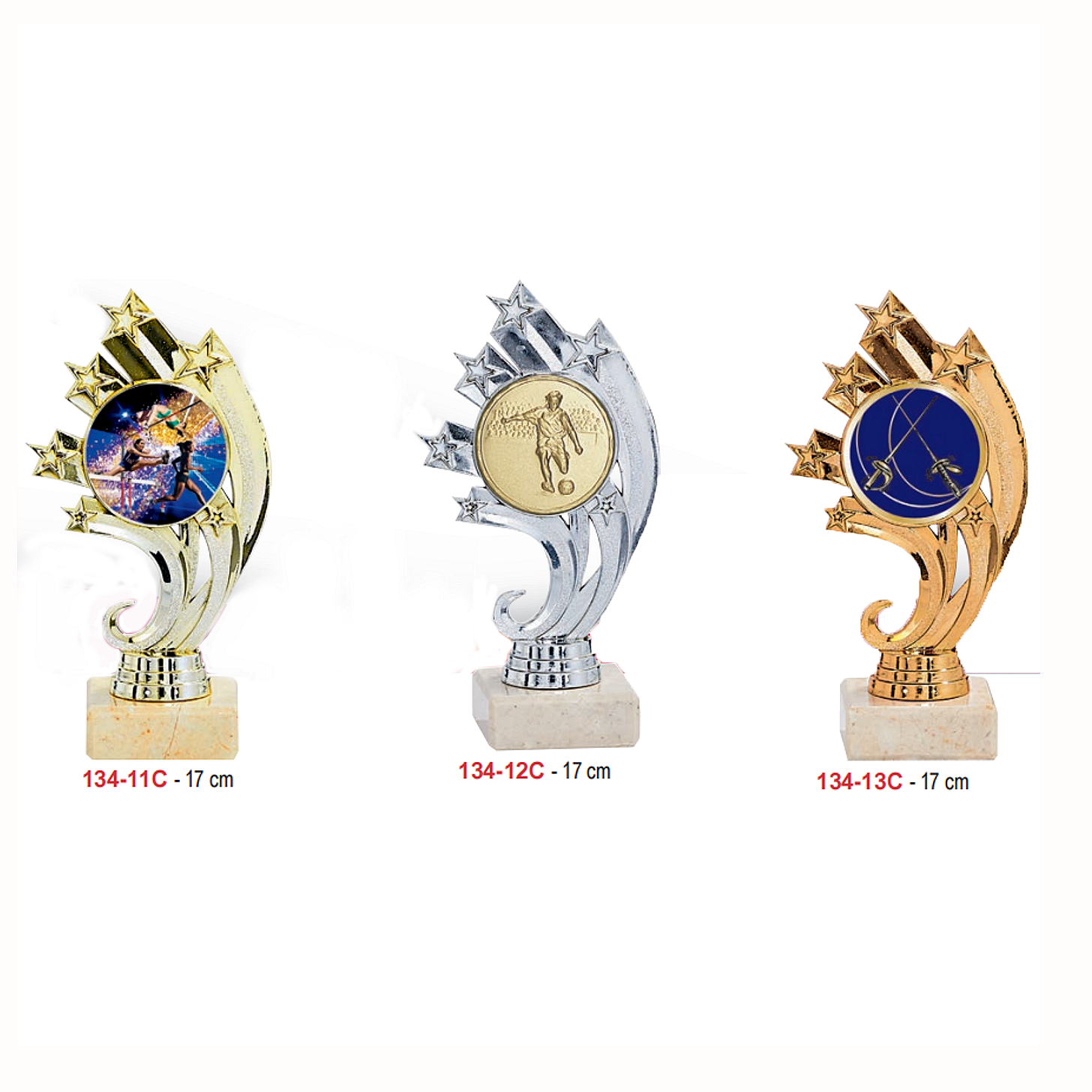 2024 New Design Different Size Custom Made Marble Base Sports Golf Soccer Basketball Marathon Custom Logo Gold Metal Star Trophy Cup 